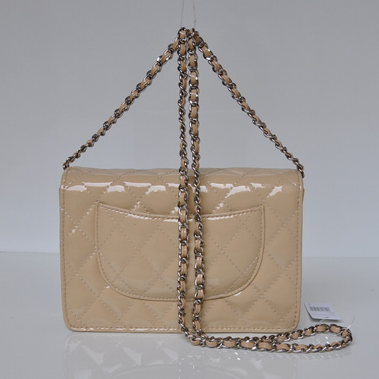 Chanel A33814 Patent Leather Flap Bag Apricot in Silver