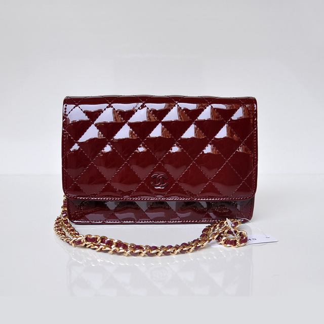 Chanel A33814 Patent Leather Flap Bag Claret in Gold