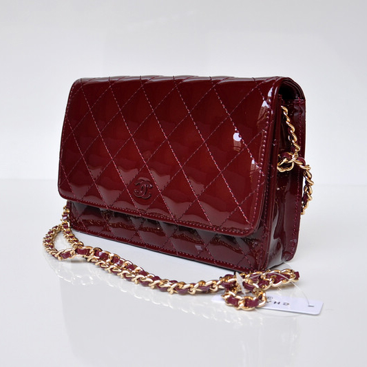 Chanel A33814 Patent Leather Flap Bag Claret in Gold