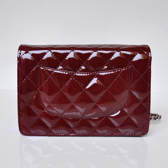 Chanel A33814 Patent Leather Flap Bag Claret in Silver