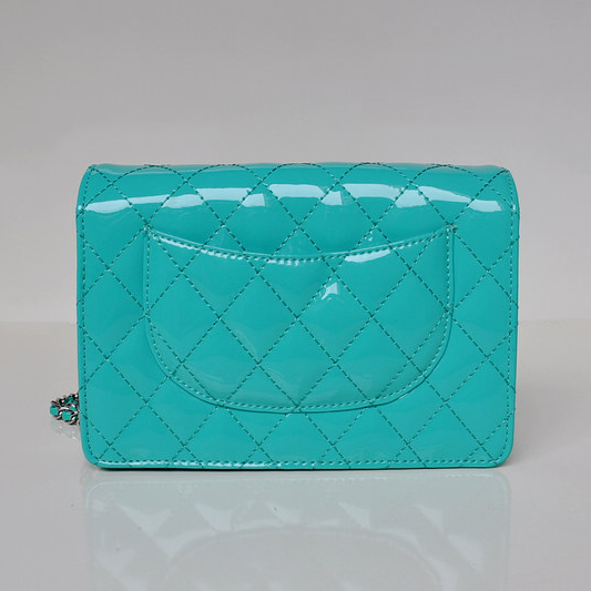 Chanel A33814 Patent Leather Flap Bag Lake green in Silver