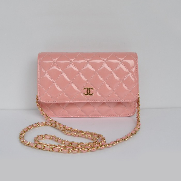 Chanel A33814 Patent Leather Flap Bag Pink in Gold