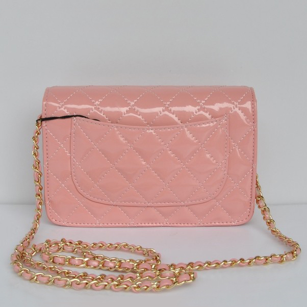 Chanel A33814 Patent Leather Flap Bag Pink in Gold