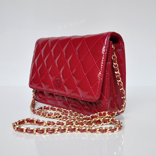 Chanel A33814 Patent Leather Flap Bag Rose in Gold