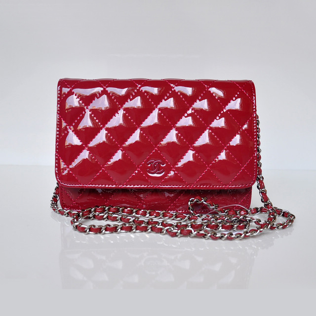 Chanel A33814 Patent Leather Flap Bag Rose in Silver