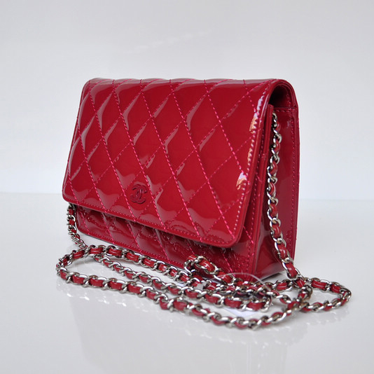 Chanel A33814 Patent Leather Flap Bag Rose in Silver