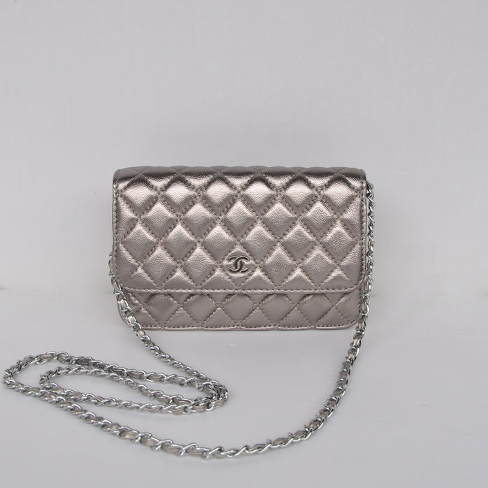 Chanel A33814 Sheepskin Leather Flap Bag Antique Silver in Silver