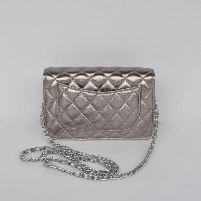 Chanel A33814 Sheepskin Leather Flap Bag Antique Silver in Silver