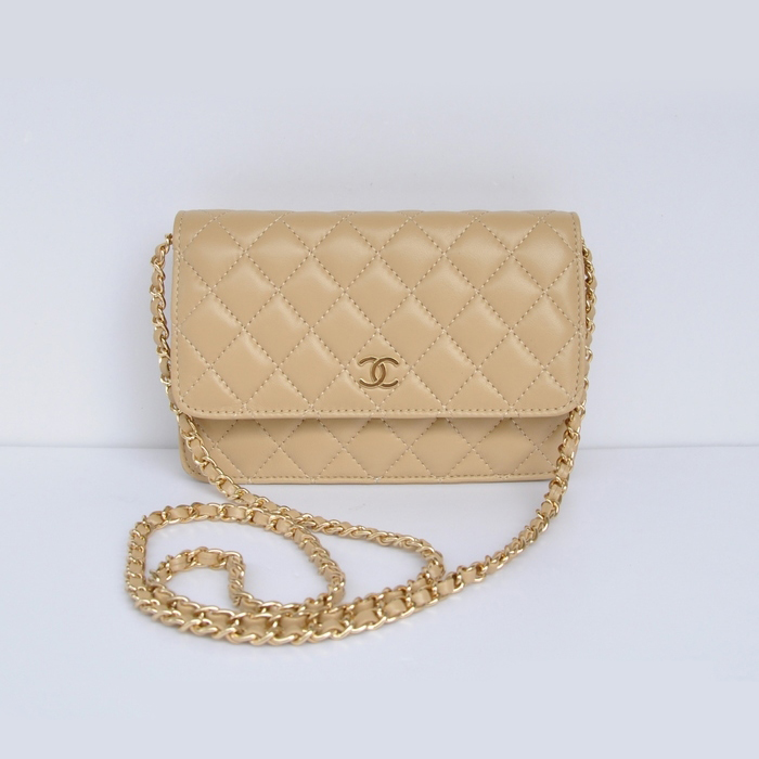 Chanel A33814 Sheepskin Leather Flap Bag Apricot in Gold