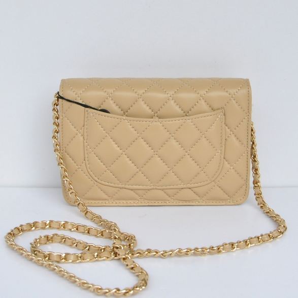 Chanel A33814 Sheepskin Leather Flap Bag Apricot in Gold