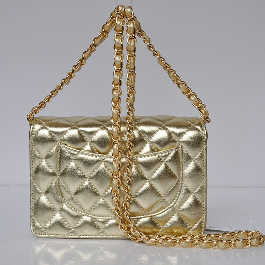 Chanel A33814 Sheepskin Leather Flap Bag Gold in Gold