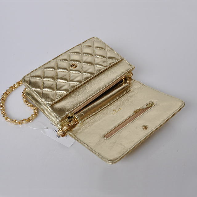 Chanel A33814 Sheepskin Leather Flap Bag Gold in Gold