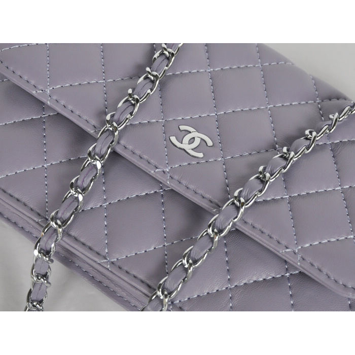 Chanel A33814 Sheepskin Leather Flap Bag Light Blue in Silver