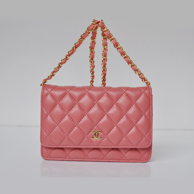 Chanel A33814 Sheepskin Leather Flap Bag Peach in Gold