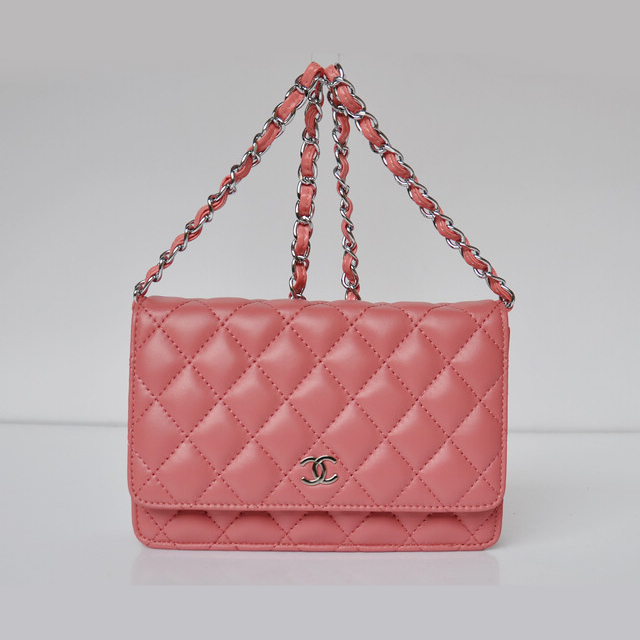 Chanel A33814 Sheepskin Leather Flap Bag Peach in Silver