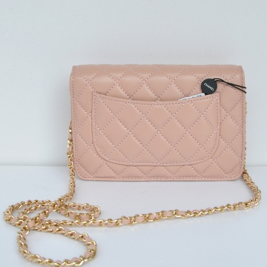 Chanel A33814 Sheepskin Leather Flap Bag Pink in Gold