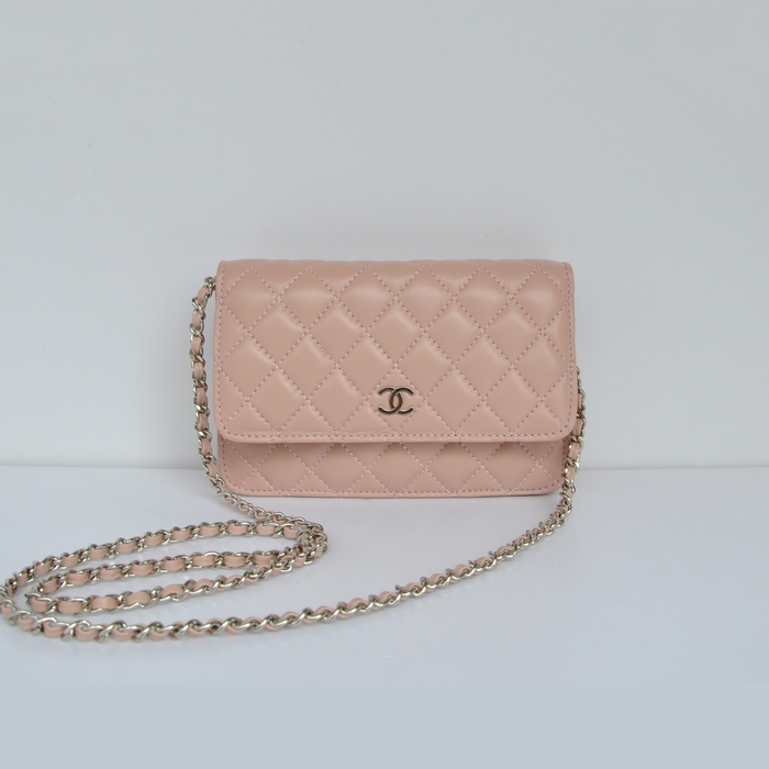 Chanel A33814 Sheepskin Leather Flap Bag Pink in Silver