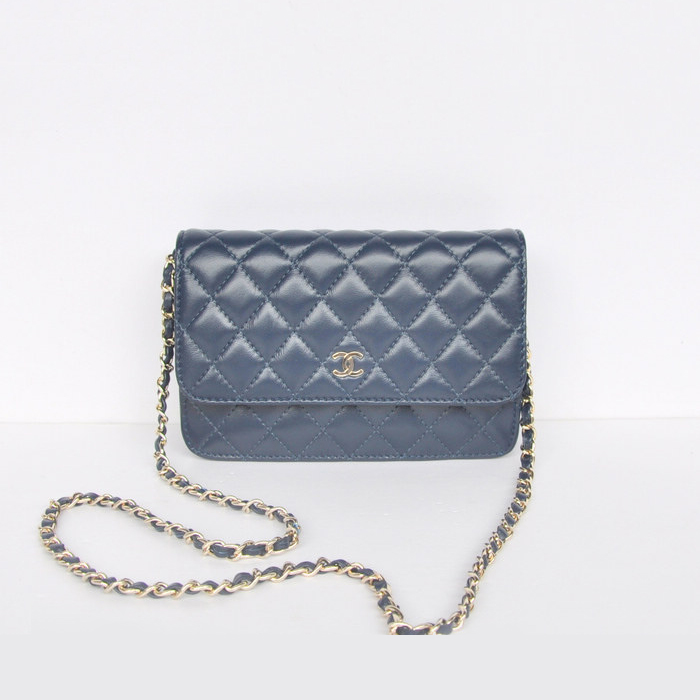 Chanel A33814 Sheepskin Leather Flap Bag Royalblue in Gold