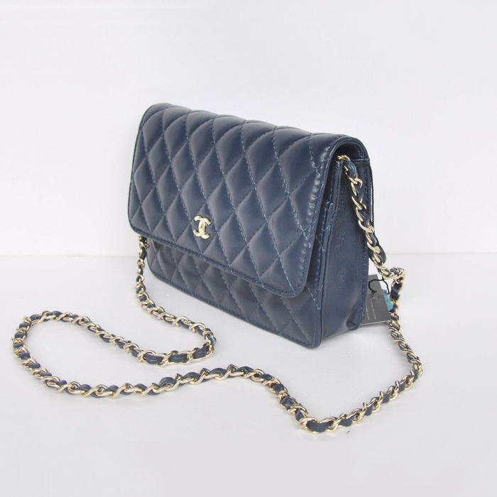 Chanel A33814 Sheepskin Leather Flap Bag Royalblue in Gold