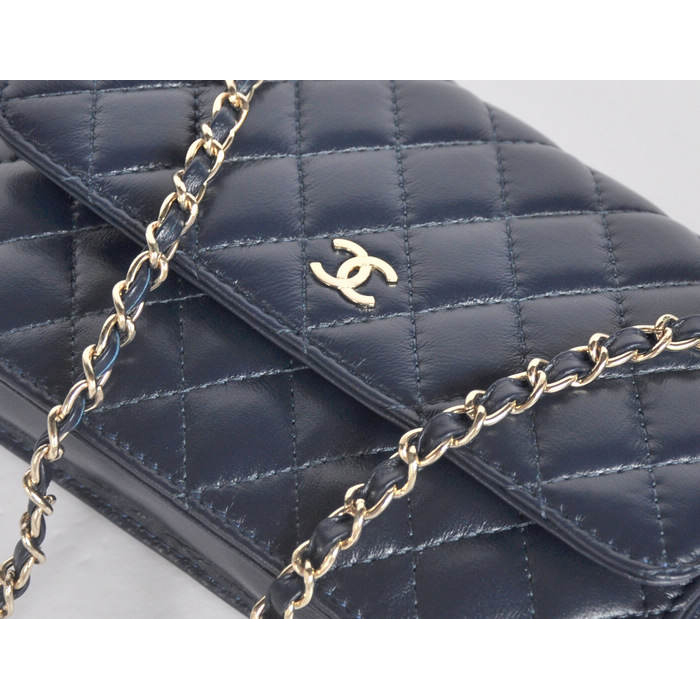 Chanel A33814 Sheepskin Leather Flap Bag Royalblue in Gold