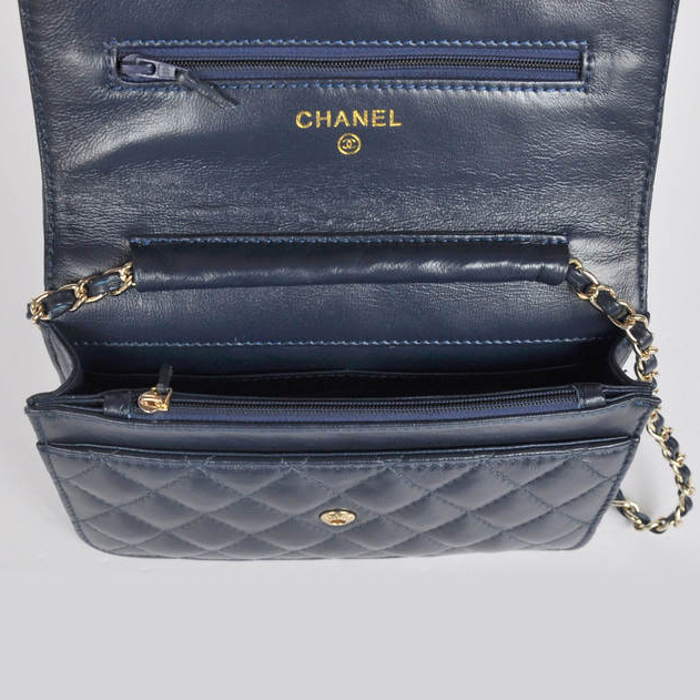 Chanel A33814 Sheepskin Leather Flap Bag Royalblue in Gold