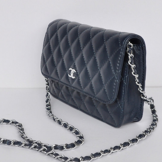 Chanel A33814 Sheepskin Leather Flap Bag Royalblue in Silver