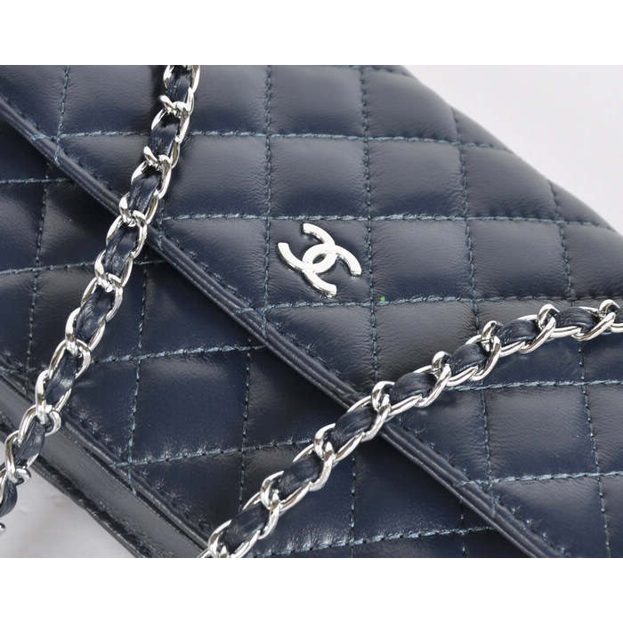 Chanel A33814 Sheepskin Leather Flap Bag Royalblue in Silver