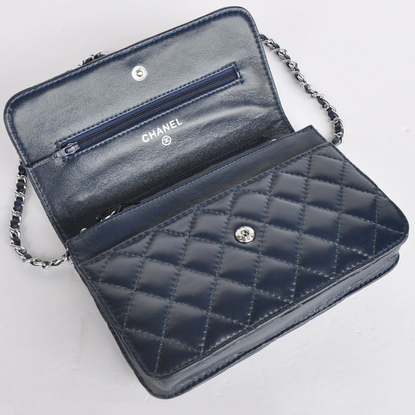 Chanel A33814 Sheepskin Leather Flap Bag Royalblue in Silver