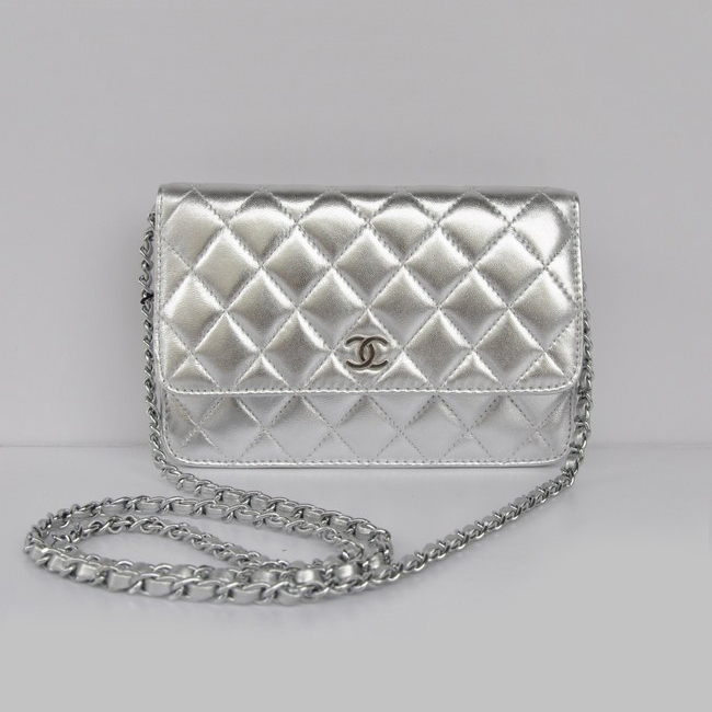 Chanel A33814 Sheepskin Leather Flap Bag Silver in Silver