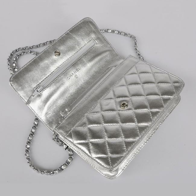 Chanel A33814 Sheepskin Leather Flap Bag Silver in Silver