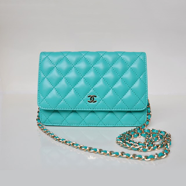 Chanel A33814 lake green Sheepskin Leather mini Flap Bag Gold