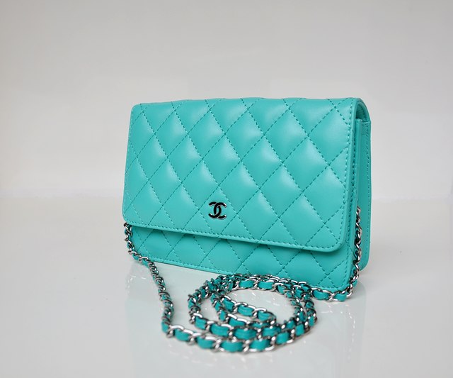 Chanel A33814 lake green Sheepskin Leather mini Flap Bag Silver