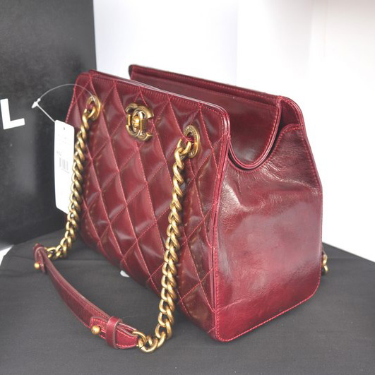 Chanel A37015 Perfect Edge Maroon Shiny Calf Leather Shoulder Bag