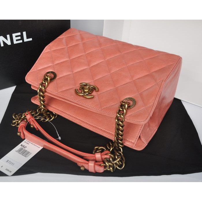 Chanel A37015 Perfect Edge Pink Shiny Calf Leather Shoulder Bag