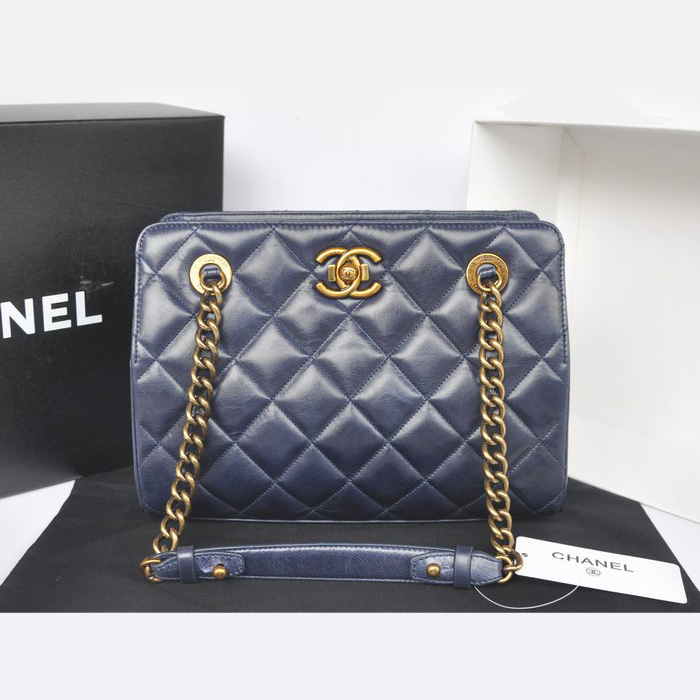 Chanel A37015 Perfect Edge RoyalBlue Shiny Calf Leather Shoulder Bag