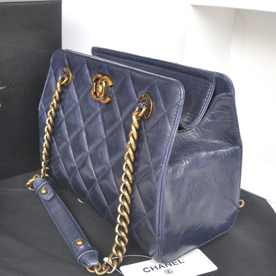 Chanel A37015 Perfect Edge RoyalBlue Shiny Calf Leather Shoulder Bag