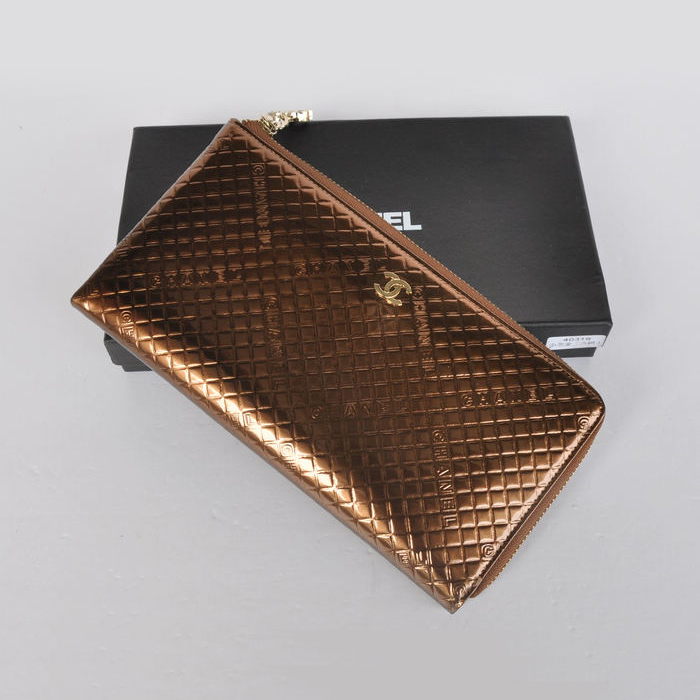 Chanel A40319 Bronze Patent Leather Zippy Wallet