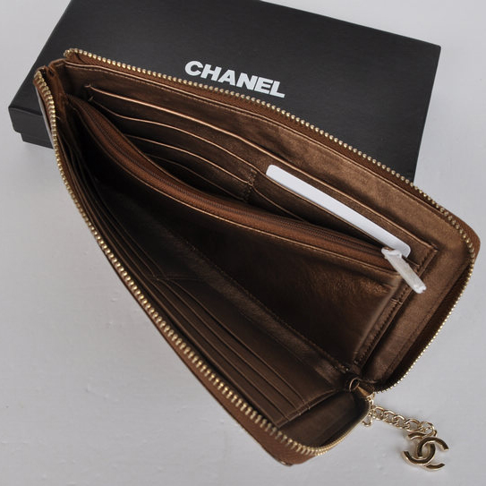 Chanel A40319 Bronze Patent Leather Zippy Wallet