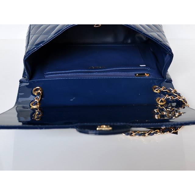 Chanel A47600 Patent Leather Jumbo Flap Bag in Bluet with Gold