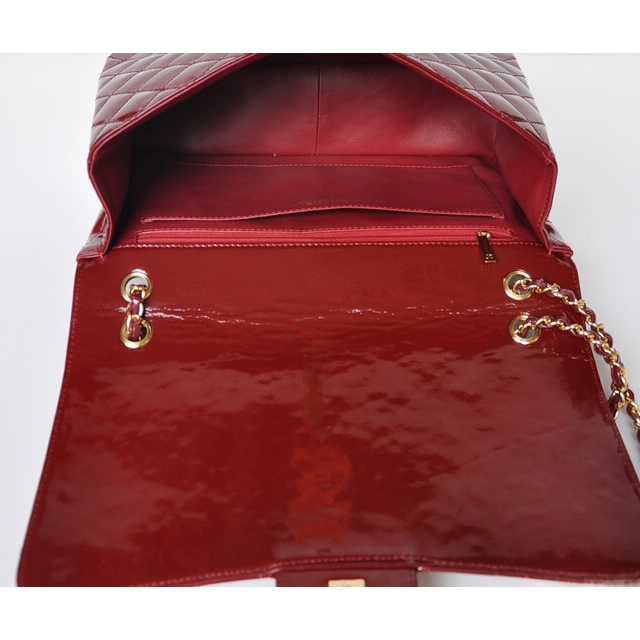 Chanel A47600 Patent Leather Jumbo Flap Bag in Claret with Gold