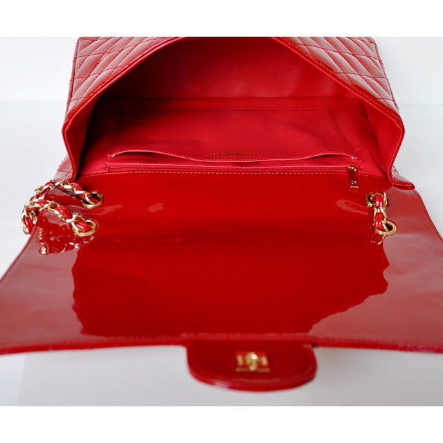 Chanel A47600 Patent Leather Jumbo Flap Bag in Red with Gold