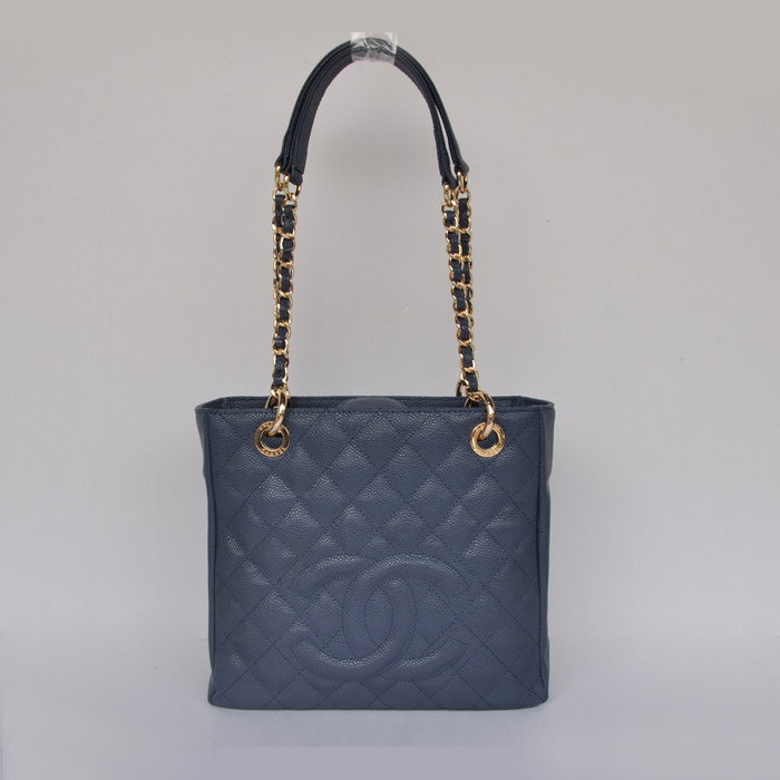 Chanel A50994 Medium Shopping Bags Caviar Leather Blue Golden Hardware