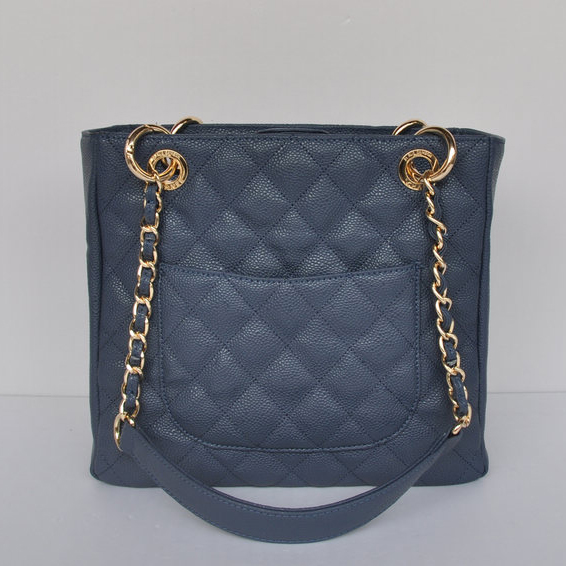 Chanel A50994 Medium Shopping Bags Caviar Leather Blue Golden Hardware