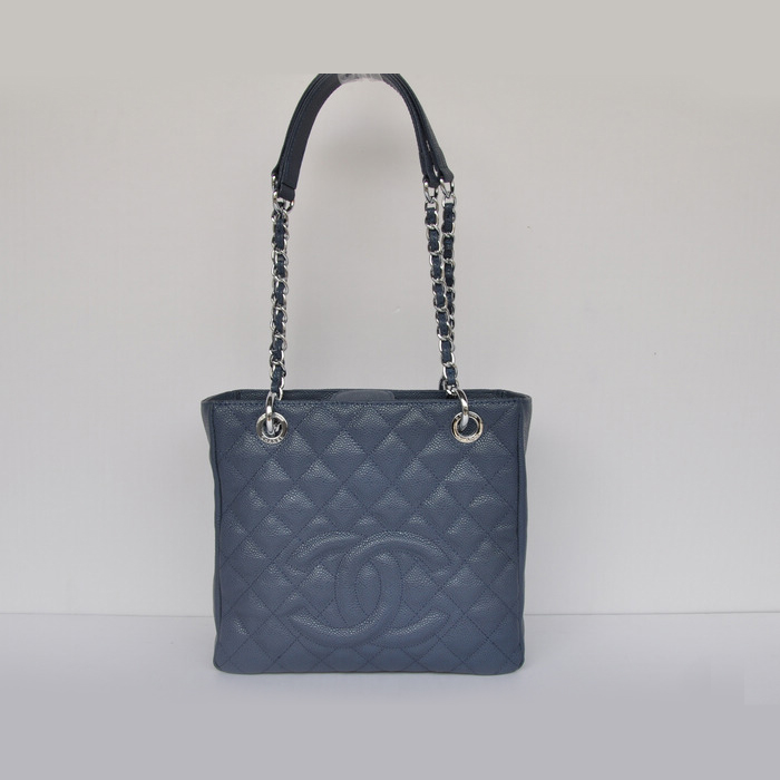 Chanel A50994 Medium Shopping Bags Caviar Leather Blue Silver Hardware