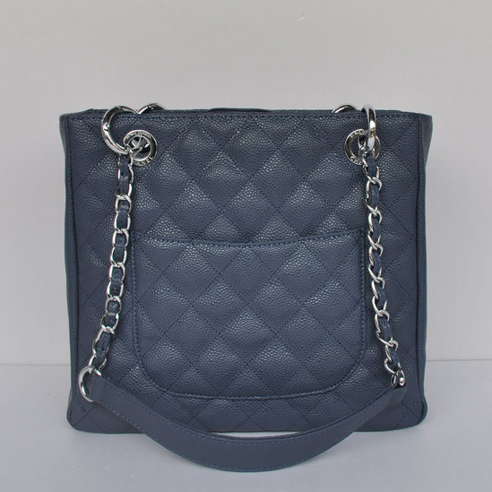 Chanel A50994 Medium Shopping Bags Caviar Leather Blue Silver Hardware