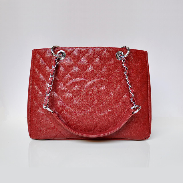 Chanel A50995 Caviar Leather Shoulder Bag Claret in Silver