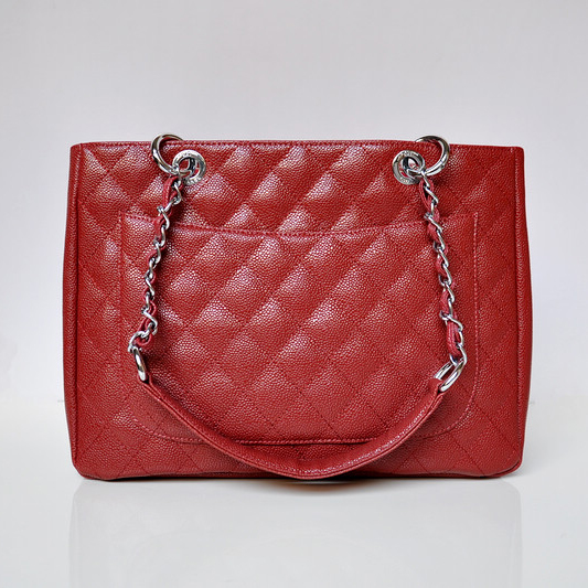 Chanel A50995 Caviar Leather Shoulder Bag Claret in Silver