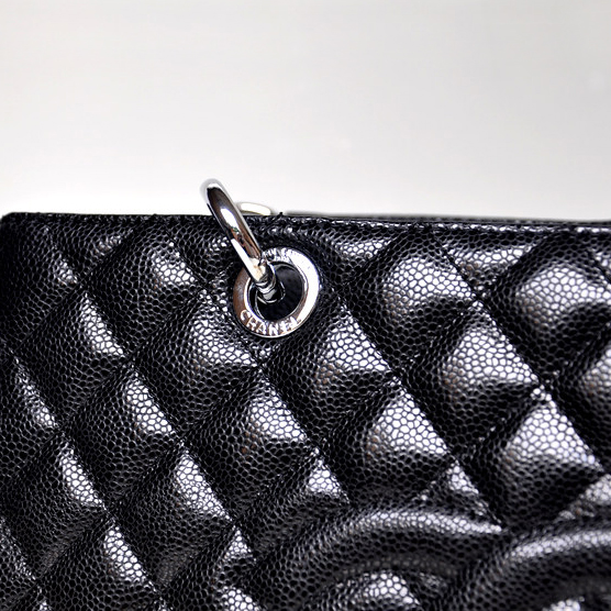 Chanel A50995 Original Caviar Leather Shoulder Bag Black in Silver