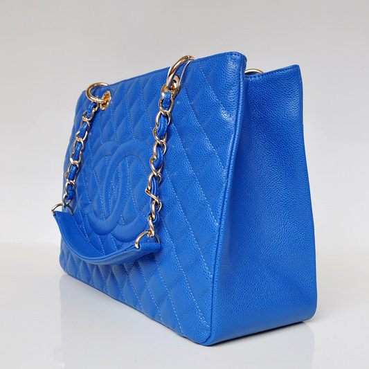 Chanel A50995 Original Caviar Leather Shoulder Bag Blue in Gold