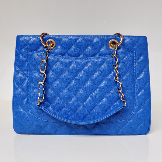 Chanel A50995 Original Caviar Leather Shoulder Bag Blue in Gold